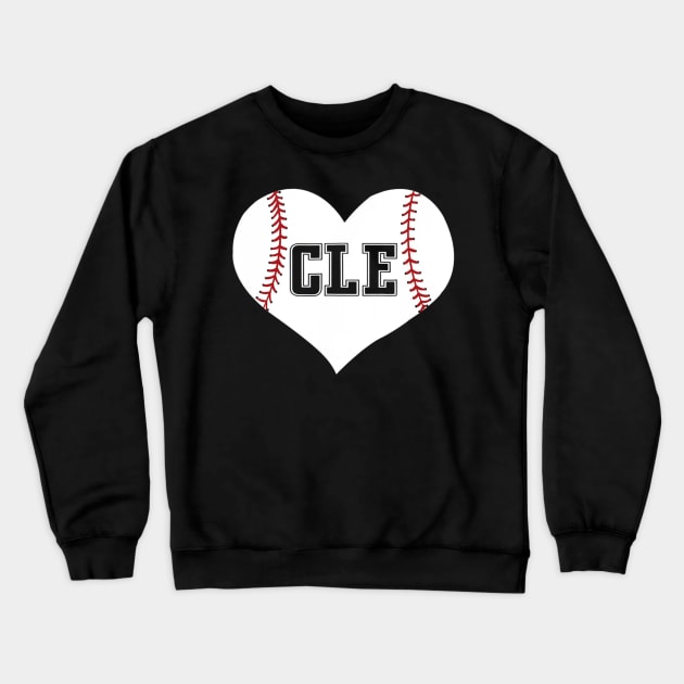 Cleveland Ohio Baseball Love Heart CLE Jersey Fan Crewneck Sweatshirt by Vigo